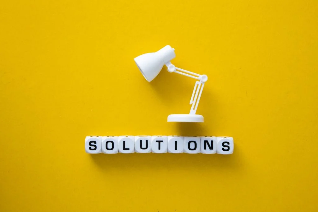 Business concept. Blocks with words 'SOLUTIONS'