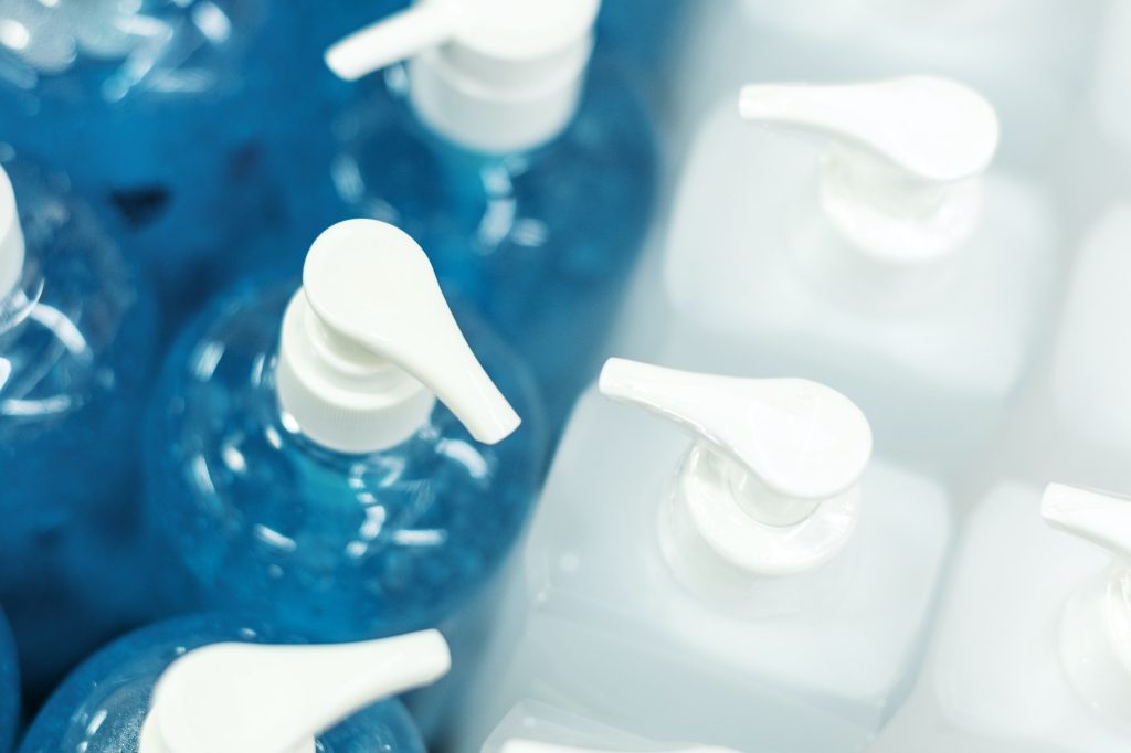 Hand sanitizer in pump bottles