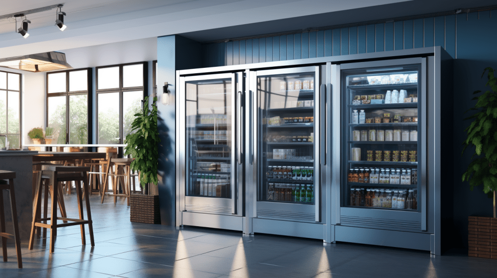 three door commercial fridge